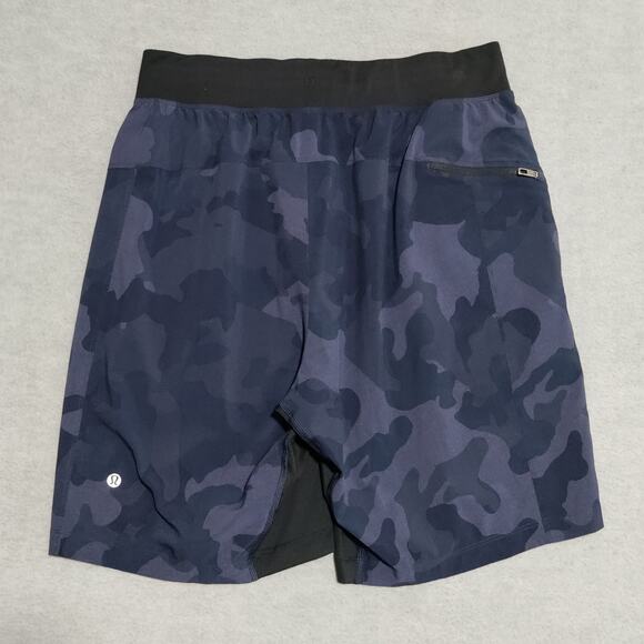Lululemon T.H.E Linerless‎ Short 9" Men's Med Navy Blue Camo Athletic Gym C50416 - Picture 2 of 13